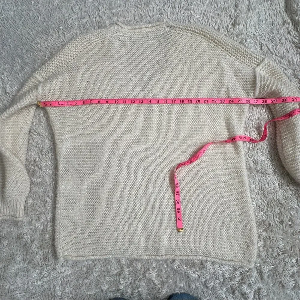 Free People Ivory V-Neck Sweater cotton alpaca blend